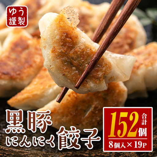 isa781 黒豚にんにく餃子(計152個・8個入り×19P) 鹿児島 生餃子 ギョウザ 黒豚 豚肉 冷凍食品 おかず おつまみ 惣菜 小分け 焼くだけ 簡単調理 冷凍便 【工房ゆう】