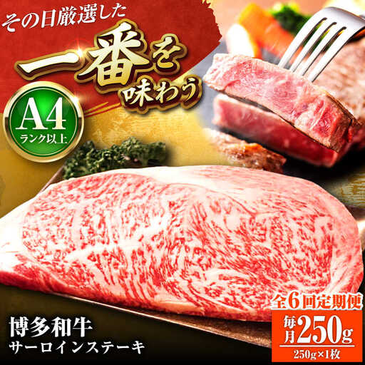 【全6回定期便】【A4-A5】博多和牛 サーロインステーキ 250g(250g×1枚) [BGAB116]