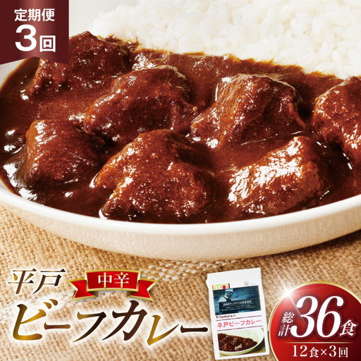 カレー セット 平戸 ビーフカレー 12食 中辛 3回 定期便 計36食