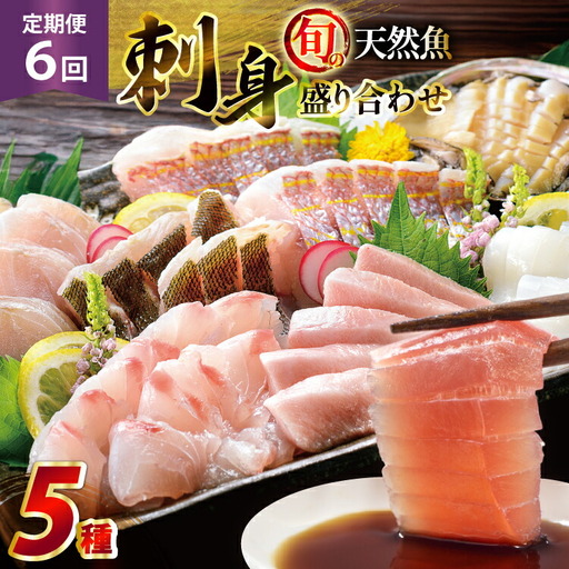 刺身 盛り合わせ 旬の天然魚の刺身盛り 5種 2～3人前 6回 定期便 総計12～18人前 詰め合わせ セット