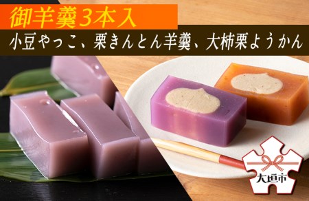 御羊羹3本入(小豆やっこ、栗きんとん羊羹、大柿栗ようかん)