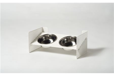 ＤＩＳＨ　ＳＴＡＮＤ（ペット用食器スタンド）【サイズ：Ｍ　カラー：サテンホワイト】※高さ・角度調整可能　組立式