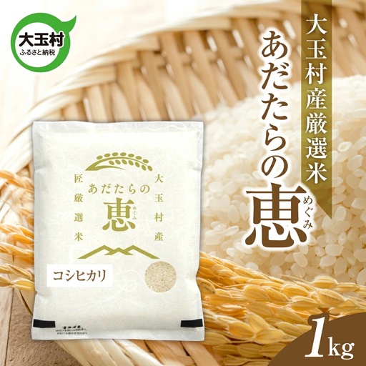米 大玉村産厳選米「あだたらの恵」（品種：コシヒカリ） 1kg 《 令和7年産  》｜ 福島 大玉村 お米 米作り こしひかり 令和7年 精米 白米 こめ コメ ご飯 送料無料 大玉村農業振興公社 ｜ on-ak-1kg-r7