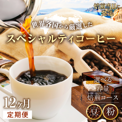 【コーヒー豆定期便12か月】『焙煎幸房“そら”』世界を旅するコーヒー　浅煎り～深煎りおまかせコース・粉　200g×2種類