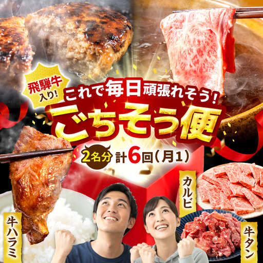 【6回定期便】馬力家セレクト 食卓ごちそう便 (お二人様向けコース) / ハンバーグ 牛タン 肉 詰め合わせ セット 飛騨牛 御嵩町 / 馬力家[AVBO072]