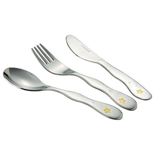 ナルミ クラウンキッズ カトラリー3点セット(シャイニングスター) 14cm SK596-10