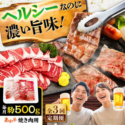 全3回定期便 熊本あか牛 焼肉 用カット(バラ ロース) 約500g 焼肉