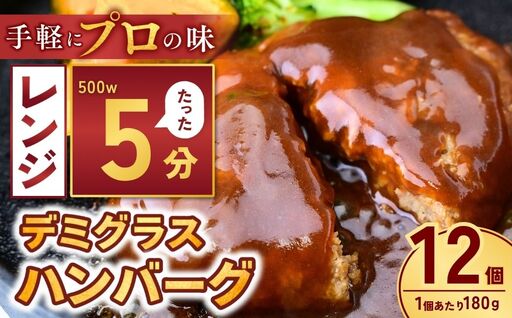 デミグラハンバーグ 180g ×12個 計2.1kg ハンバーグ レンジ 龍ケ崎市