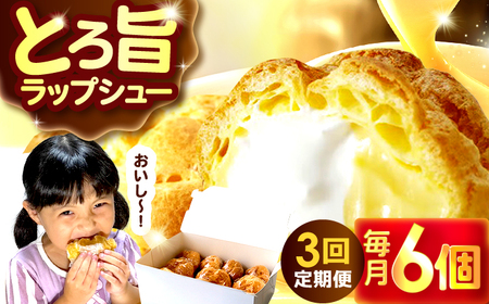 [3回定期便]シュークリーム ダブルクリーム ラップシュー 6個入り / 洋菓子 お菓子 スイーツ 個包装 [配送不可地域:北海道、北東北(秋田、青森、岩手)、九州、沖縄、離島] 小浜市 / 志保重[BFBF014]