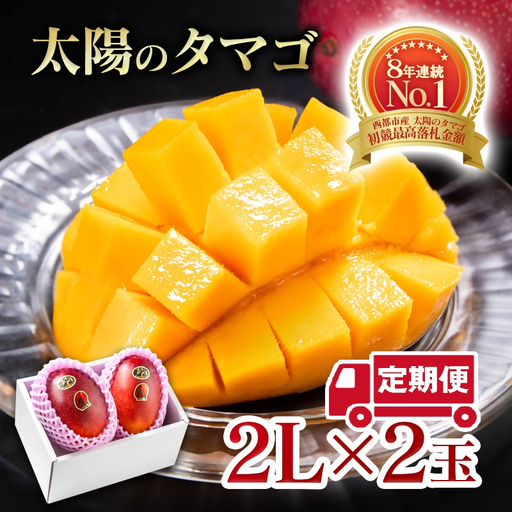 【２カ月定期便】先行予約　最高級ブランド『太陽のタマゴ』2L×2個×２回【糖度15度以上】宮崎県西都市産完熟マンゴー＜68-4b＞宮崎マンゴー 果物 フルーツ 甘い