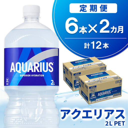 [2か月定期便]アクエリアス PET 2L (6本×2回) 計12本 K090545