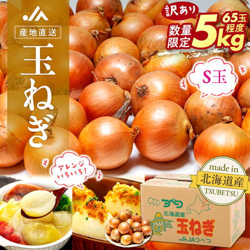 【先行受付】【訳あり】玉ねぎ S玉 5kg | わけあり 小ぶり たまねぎ タマネギ 玉葱 オニオン 大容量 甘い 国産 産地直送 サラダ向け ポトフ シチュー 煮込み 北海道 津別町 送料無料