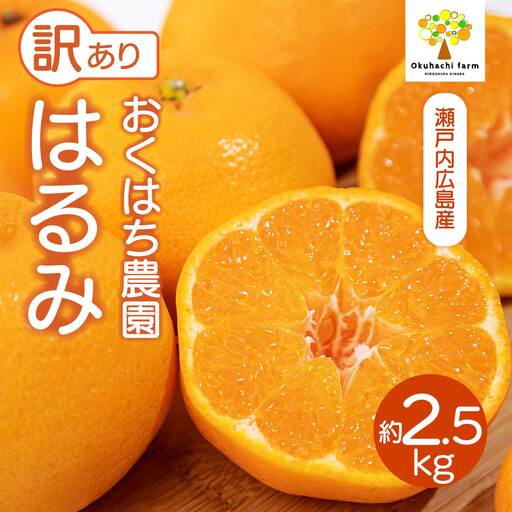 [訳あり] はるみ 2.5kg [2027年2〜3月発送予定] 栽培期間中 防腐剤 ワックス 不使用 おくはち農園 旬 柑橘 かんきつ フルーツ 果物 瀬戸内 166007