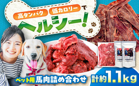 詰め合わせ 国内加工 ペット用 馬肉 切り落とし 約1kg ペット用 馬刺しジャーキー 約100g
