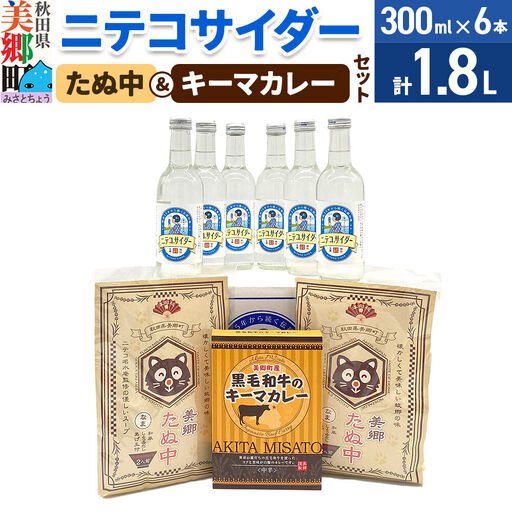 ニテコサイダー6本とたぬ中・キーマカレーのセット 炭酸飲料 カレー キーマカレー レトルト 中華麺