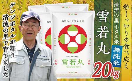 令和8年産 【無洗米】最上町産 ホタル米雪若丸20kg(5㎏×4袋)