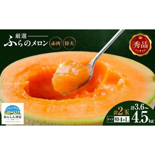 赤肉メロン 特4 Lサイズ 厳選 秀品 富良野 北海道 特4(2kg～2.6kg) L(1.6kg～1.9kg) 各1玉(計2玉) セット ファーム富良野 メロン めろん 果物 くだもの フルーツ デザート 旬の果物 旬のフルーツ