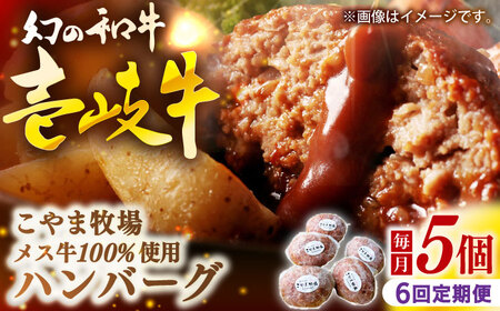 【全6回定期便】こやま牧場の壱岐牛ハンバーグ（化粧箱５個入）≪壱岐市≫【こやま牧場】 冷凍配送 贅沢 肉 雌牛 ギフト[JGG010]