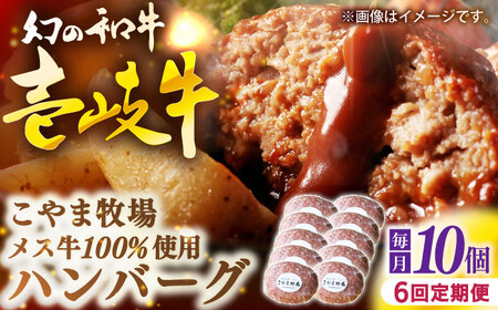 【全6回定期便】こやま牧場の壱岐牛ハンバーグ（化粧箱１０個入）≪壱岐市≫【こやま牧場】 冷凍配送 贅沢 肉 雌牛 ギフト[JGG014]