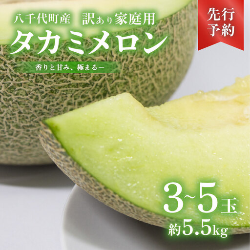【先行予約】【訳あり】メロン タカミメロン 秀品 3-5玉 約5.5kg 八千代町産