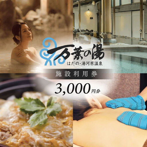 はだの・湯河原温泉 万葉の湯 施設利用券 3,000円分|温泉 サウナ 宿泊 ロウリュサウナ