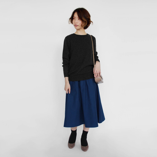 [先行予約]セーター カシミヤ100% クルーネック チャコールグレー M | カシミヤ ニット 長袖
