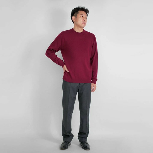 [先行予約]カシミヤニット クルーネック セーター ( エンジ・M ) メンズ