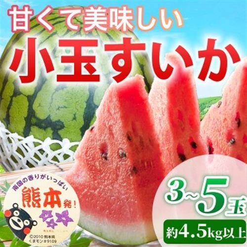 熊本県産 旬 甘い シャリ感 小玉すいか スイカ 約4.5kg以上(3〜5玉入り)(益城町)