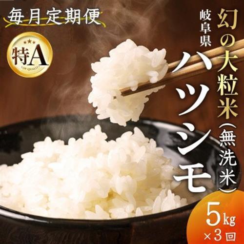 【毎月定期便】岐阜県産ハツシモ(無洗米) 5kg全3回【配送不可地域：離島】【4076367】