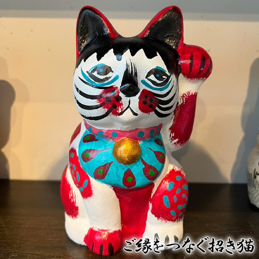 ご縁をつなぐ招き猫 / 工芸品 手作り 和紙 山口県 No.172