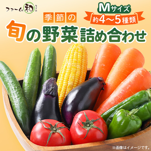 季節の野菜つめ合わせ【Mサイズ】　「ファーム和」 ／ 旬野菜 野菜セット 詰め合わせ 新鮮野菜 産地直送 おまかせ野菜 季節野菜 エコ農法 減農薬野菜 家庭用野菜 国産野菜 食べ比べ 料理好き サラダ野菜 夏野菜 山里育ち 旬食材 ファミリー向け 山口県 No.032