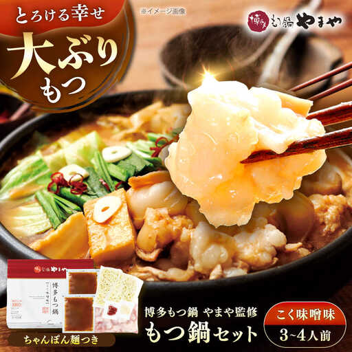 博多もつ鍋やまや もつ鍋セット こく味噌味 3-4人前 [VEN014]もつなべ モツナベ 味噌