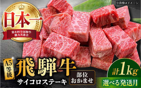 【10月発送】飛騨牛 サイコロステーキ 部位おまかせ 1kg A5等級 和牛 ブランド牛 国産 牛肉 多治見市 / 渡辺精肉店 [TAZ042-10]