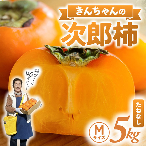 三重県産 たねなし 次郎柿 5kg(M以上)|果物 柿|きんちゃん農園