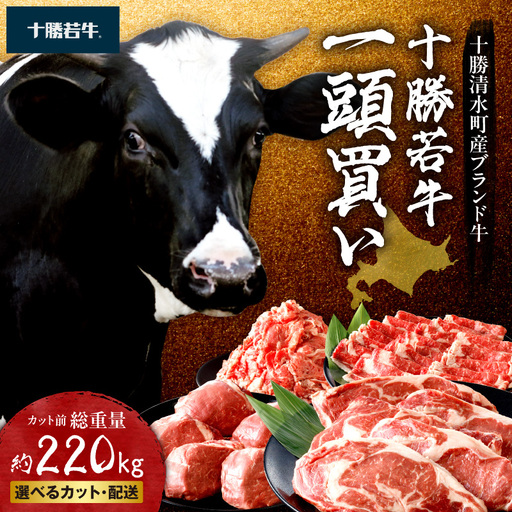 十勝清水町産 ブランド牛 十勝若牛1頭買い！総重量約220㎏！定期便 選べるカット・配送 _S003-0031