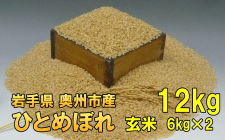 人気沸騰の米 令和7年産  岩手県奥州市産ひとめぼれ 玄米 12kg [AC022]