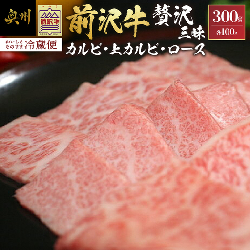 前沢牛贅沢三昧《焼肉》(カルビ100g・上カルビ100g・ロース100g) ブランド牛肉 離島配送不可 [U0047]