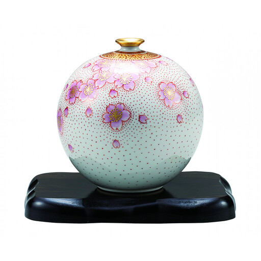 九谷焼 4号花瓶・金襴手桜