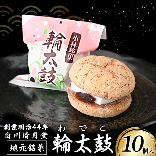 【地元銘菓】輪太鼓（わでこ） 10個入 （輪太鼓 わでこ 老舗 ブッセ お餅 餅 餡子 銘菓 お菓子 宮崎 小林市）