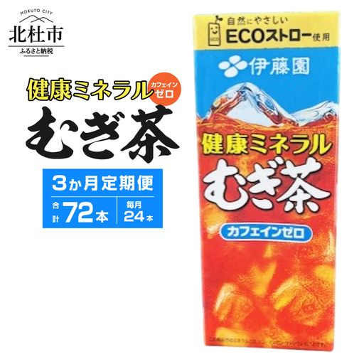 【3ヶ月定期便】健康ミネラルむぎ茶 250ml 24本 伊藤園 紙パック　麦茶 カフェインゼロ 1ケース24本 ドリンク 配達 仕送りギフト 防災 [h132]