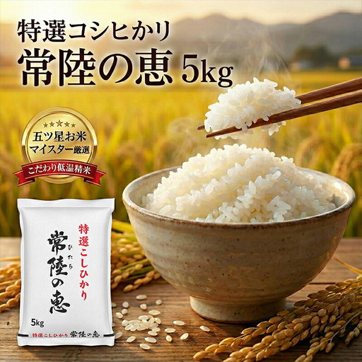 【令和７年産】特選こしひかり　「常陸の恵」５kg 【 お米 五ツ星 お米マイスター HACCP 取得 低温精米 高品質 ご飯 美味しい米 ブランド米 特産物 あさや米穀 茨城県 日立市 】