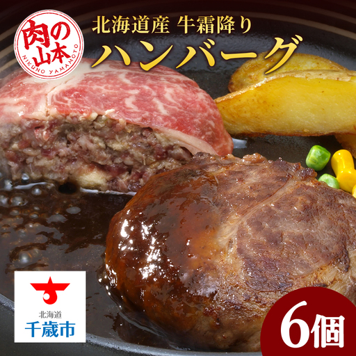 北海道産 牛霜降り ハンバーグ 6個セット
