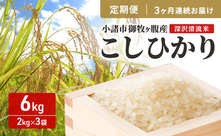 こしひかり[3ヶ月定期便 ]御牧ヶ原産 精米6kg 計18kg こしひかり