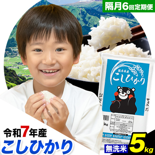 令和7年産 無洗米【隔月6回定期便】 こしひかり 5kg 無洗