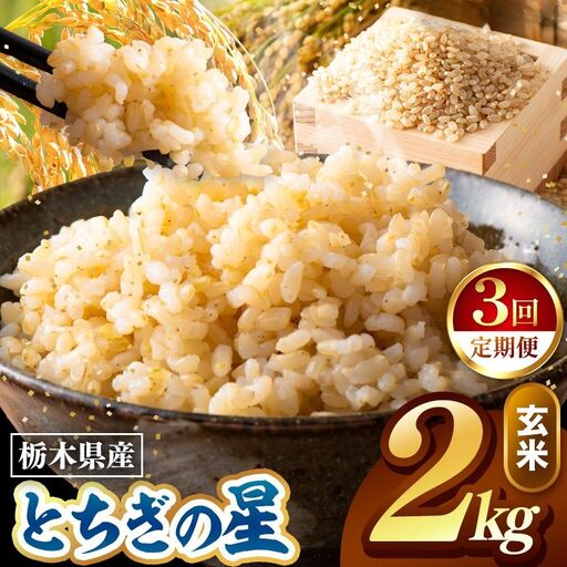 令和8年度産 先行予約 【定期便3回】とちぎの星 玄米 約2kg