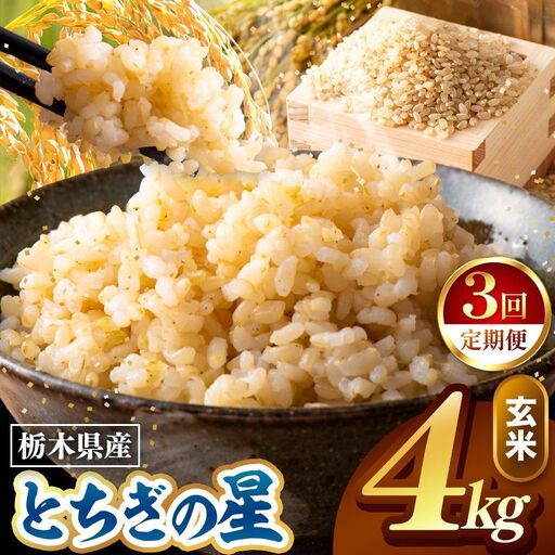 令和8年度産 先行予約 【定期便3回】とちぎの星 玄米 約4kg