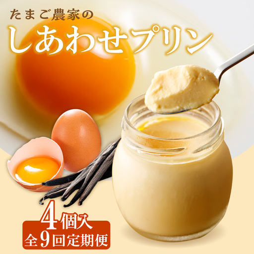 【定期便9ヶ月】たまご農家のしあわせプリン 4個セット ココテラス デイリーファーム 常滑牛乳 デザート スイーツ なめらかプリン ギフト お取り寄せ たまご 卵 米卵 こだわりプリン グルメ 瓶入り おやつ 鶏卵 洋菓子 お菓子 プレゼント グルメ 愛知県 常滑市 定期便