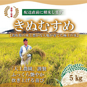 令和7年 鳥取県産　大上農園きぬむすめ 5kg