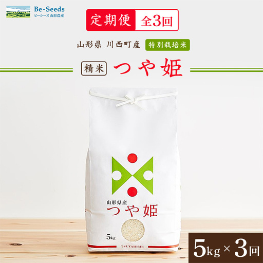【毎月定期便】山形県産特別栽培米「つや姫」5kg(5kg×1袋)全3回【4076718】