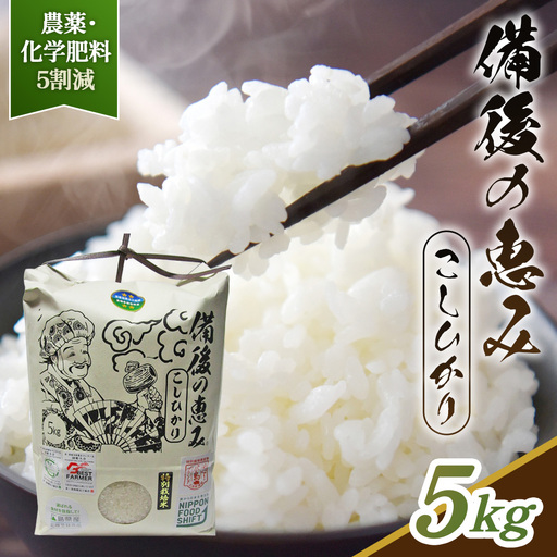 コシヒカリ 備後のめぐみ 5kg 【広島県産】 農家直送 こだわり栽培米 ／ お米 米 こめ 精米 白米 5kg 5キロ 栽培期間中 農薬5割減 化学肥料5割減 国産 産地直送 産直 お取り寄せ こだわり 特別栽培 食味 おいしい おすすめ 広島県 No.1173